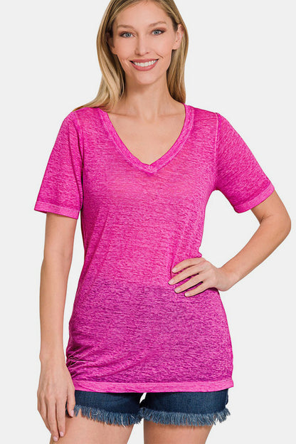 Zenana V-Neck Short Sleeve T-Shirt