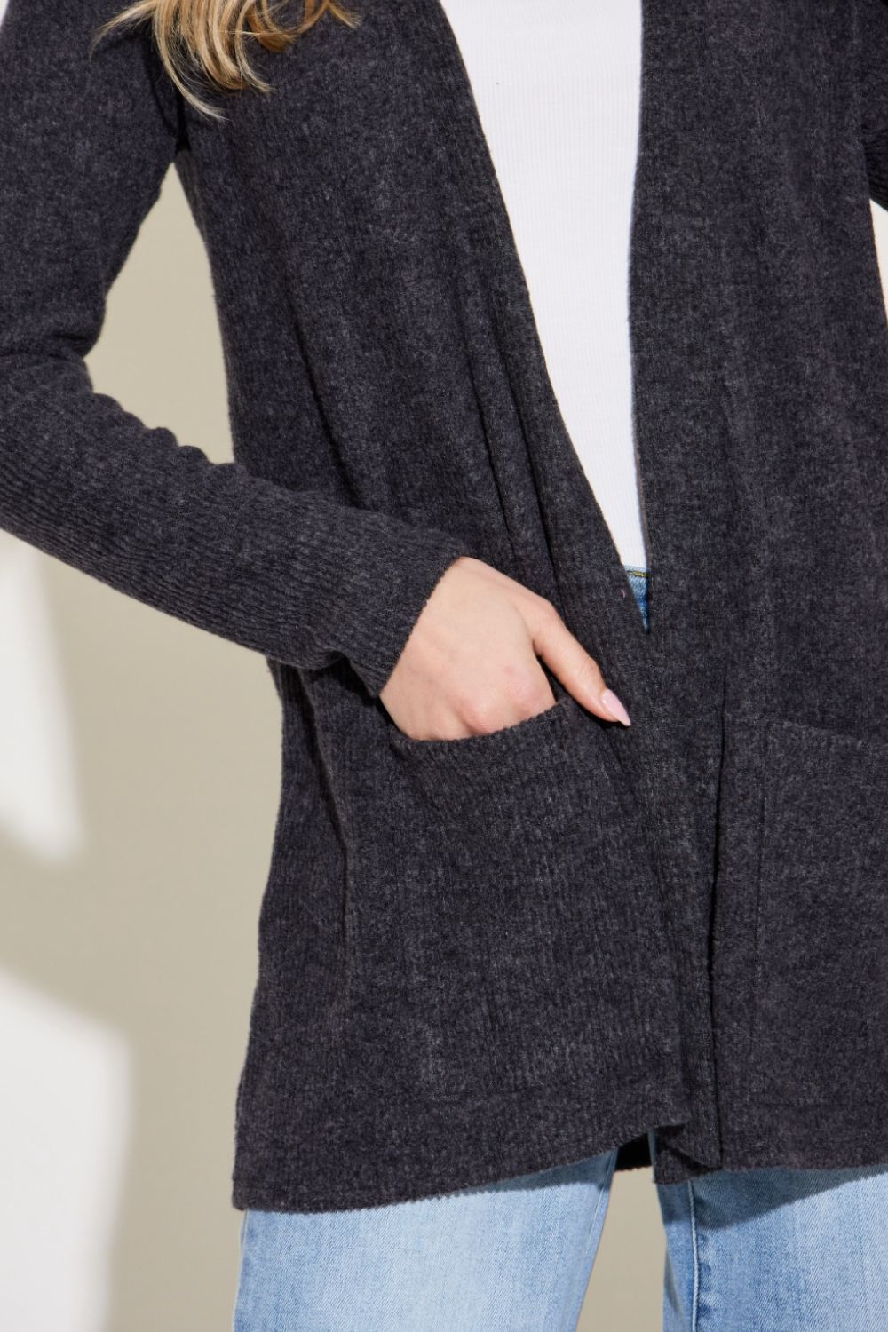 Zenana Open Front Long Sleeve Cardigan