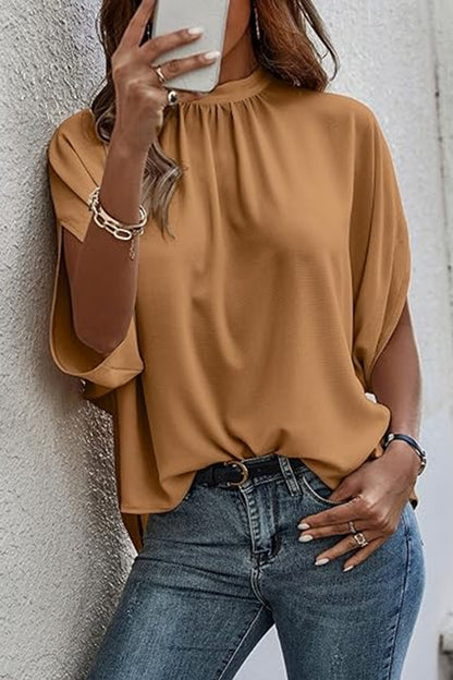 Tie Back Slit Half Sleeve Blouse