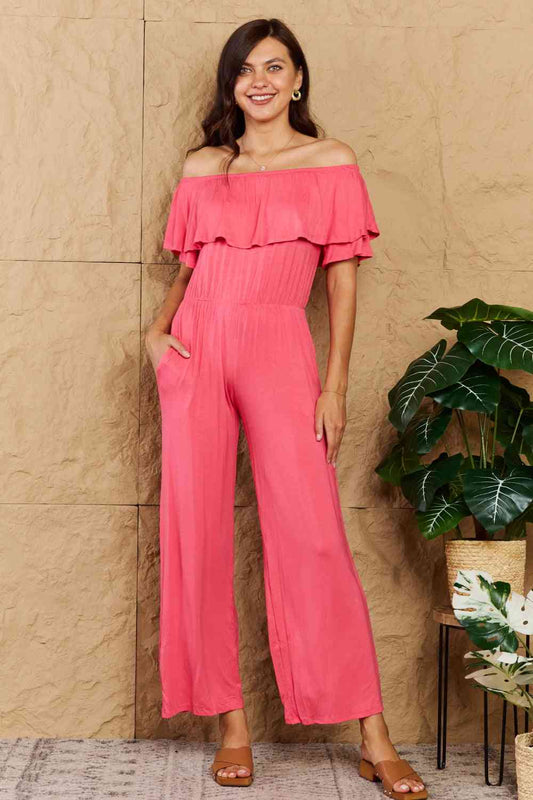 Heimish My Favorite Full Size Off-Shoulder Jumpsuit with Pockets